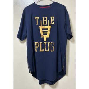 Makobi The Plug Men's Embossed Foil Print Graphic Cotton T-Shirt - Size XL